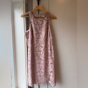 Eliza J Sleeveless Lace Shift Dress in Dusty Pink